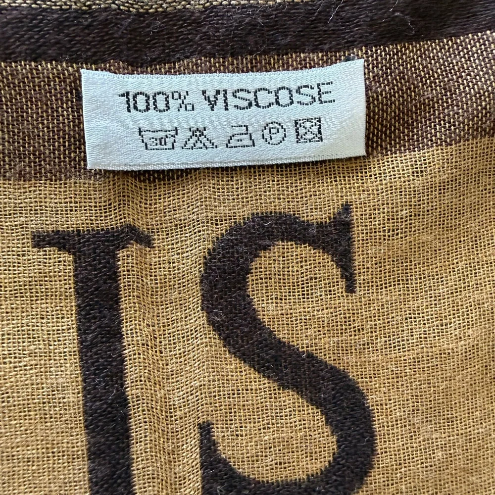 PARIS SCARF SHAWL WRAP VISCOUS BROWN BEIGE FRINGES EIFFEL  TOWER ARC DE TRIOMPHE